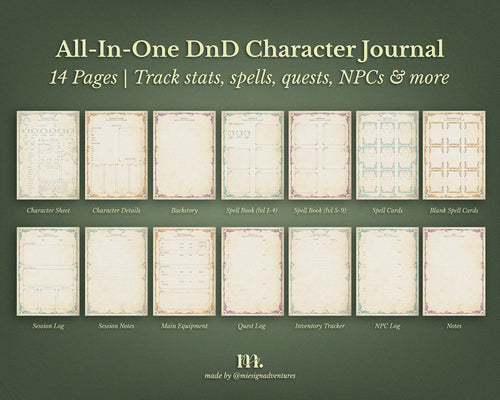 D&D 5e Character Journal Bundle Printable | Botanical Garden Edition
