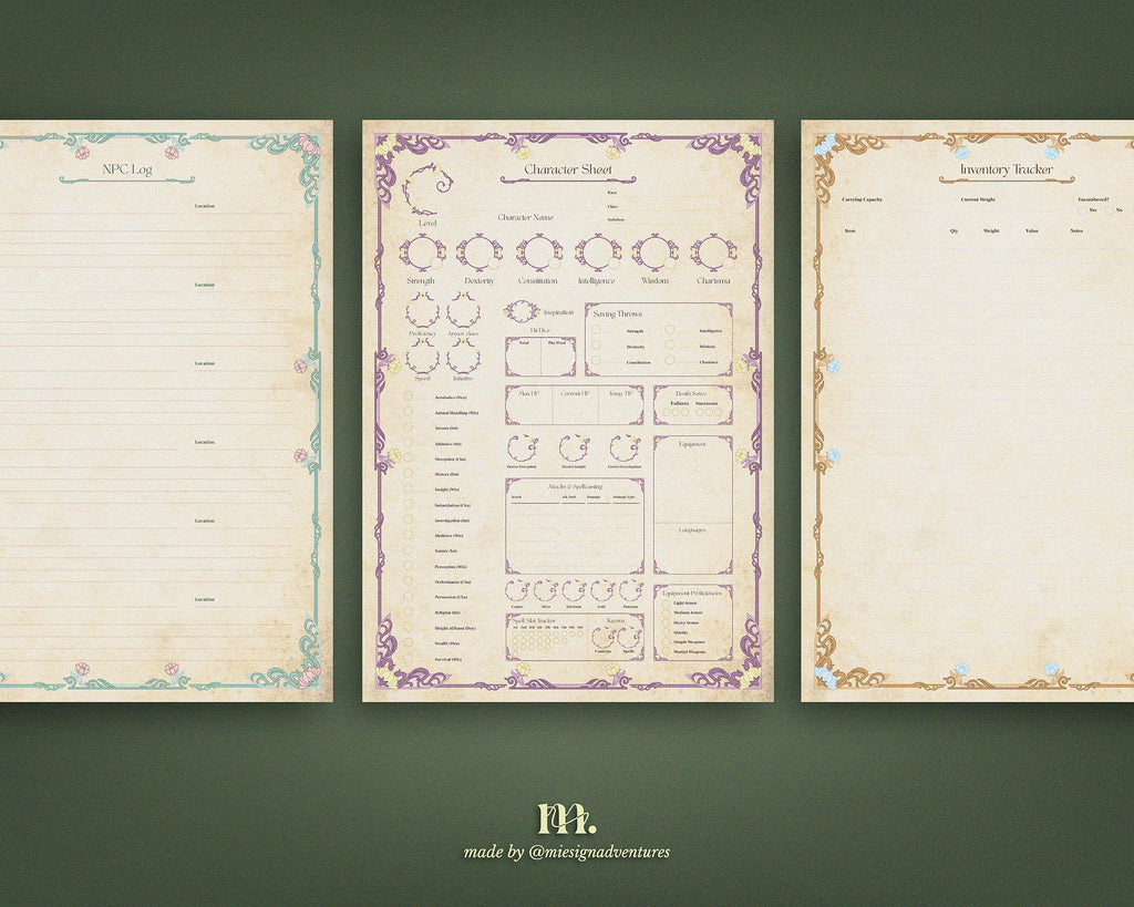 D&D 5e Character Journal Bundle Printable | Botanical Garden Edition