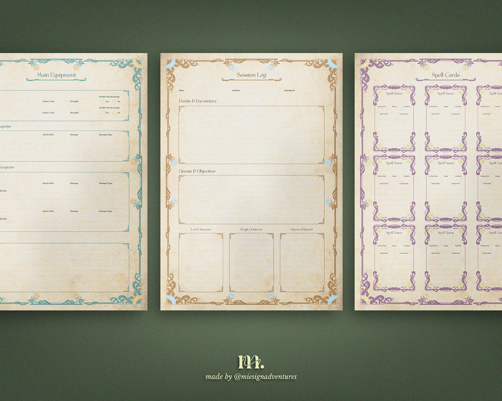 D&D 5e Character Journal Bundle Printable | Botanical Garden Edition