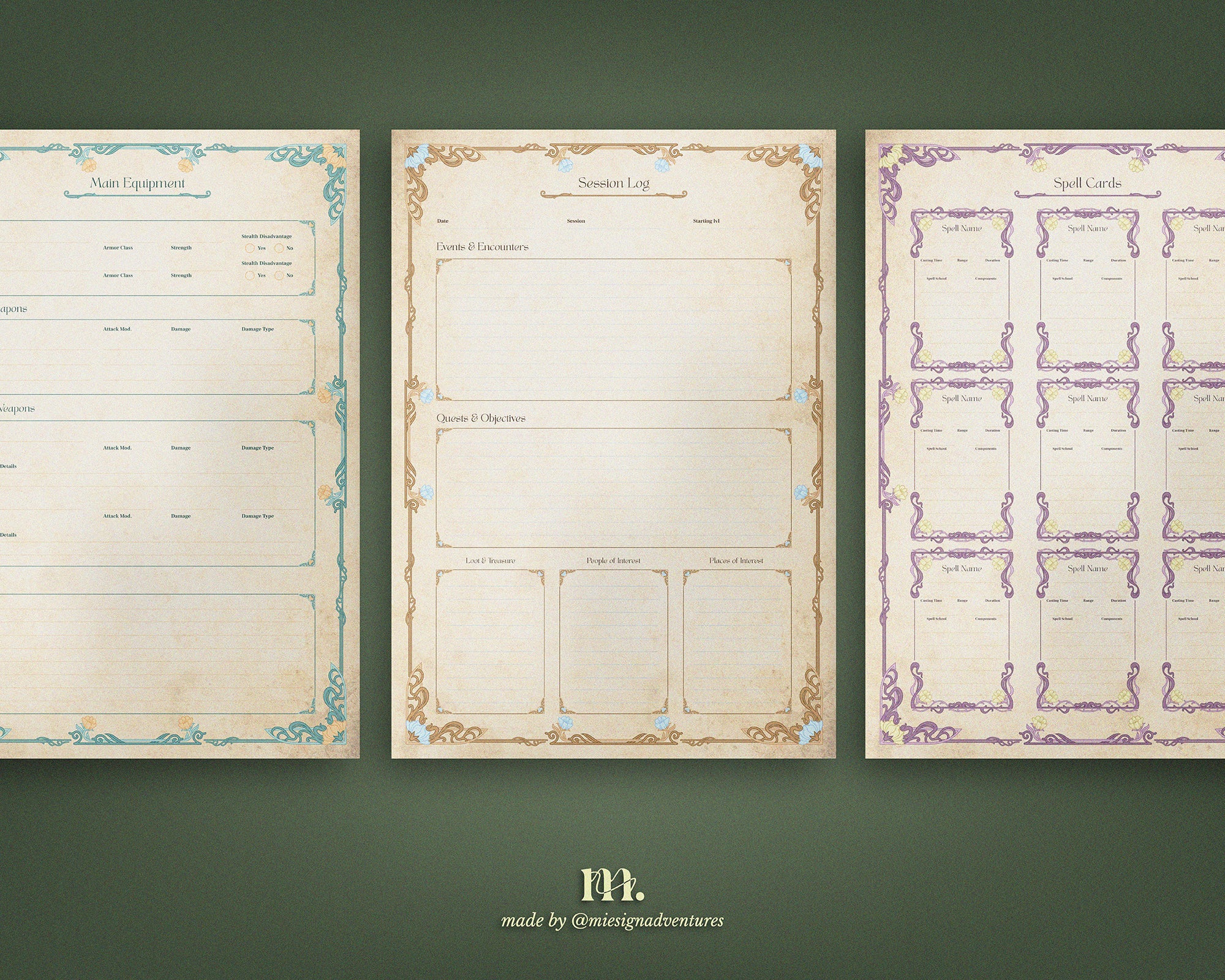 D&D 5e Character Journal Bundle Printable | Botanical Garden Edition