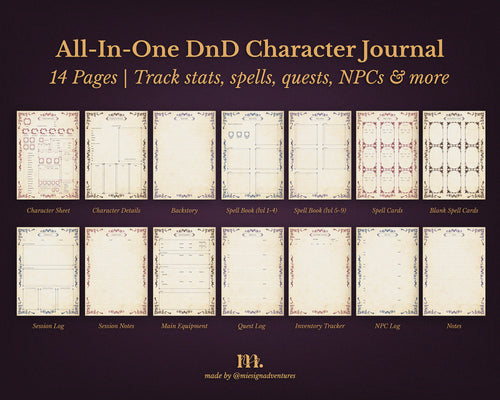 D&D 5e Character Journal Bundle Printable | Dark Romance Edition