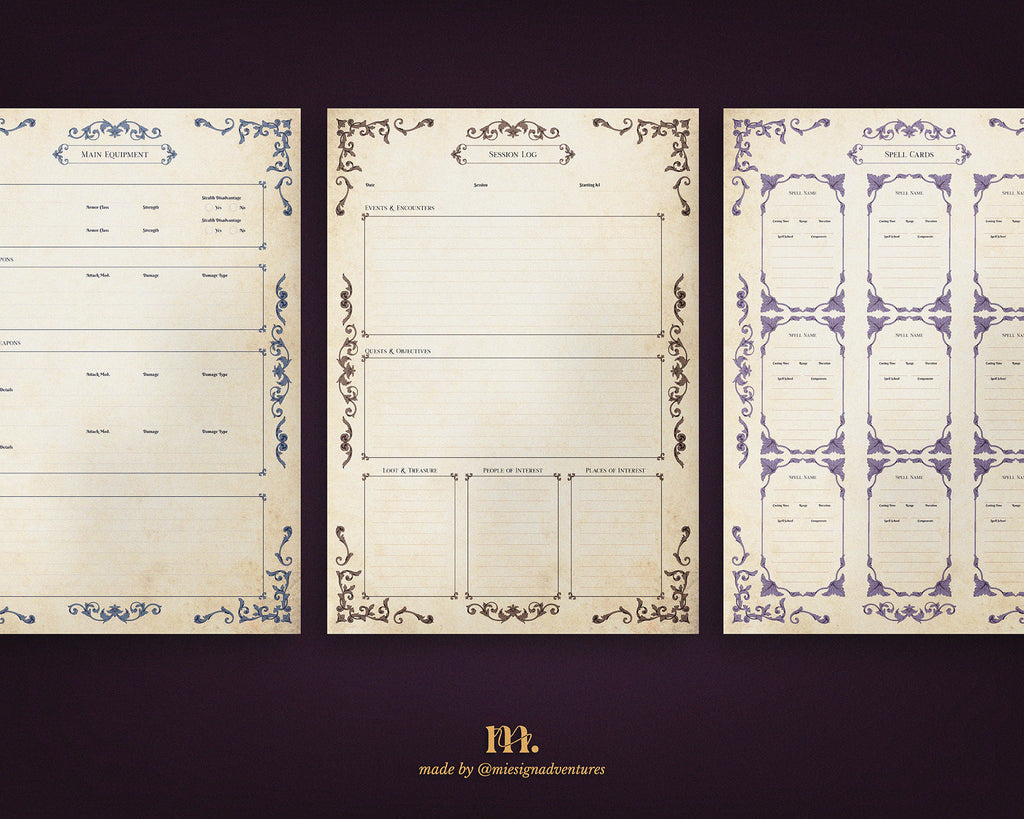 D&D 5e Character Journal Bundle Printable | Dark Romance Edition
