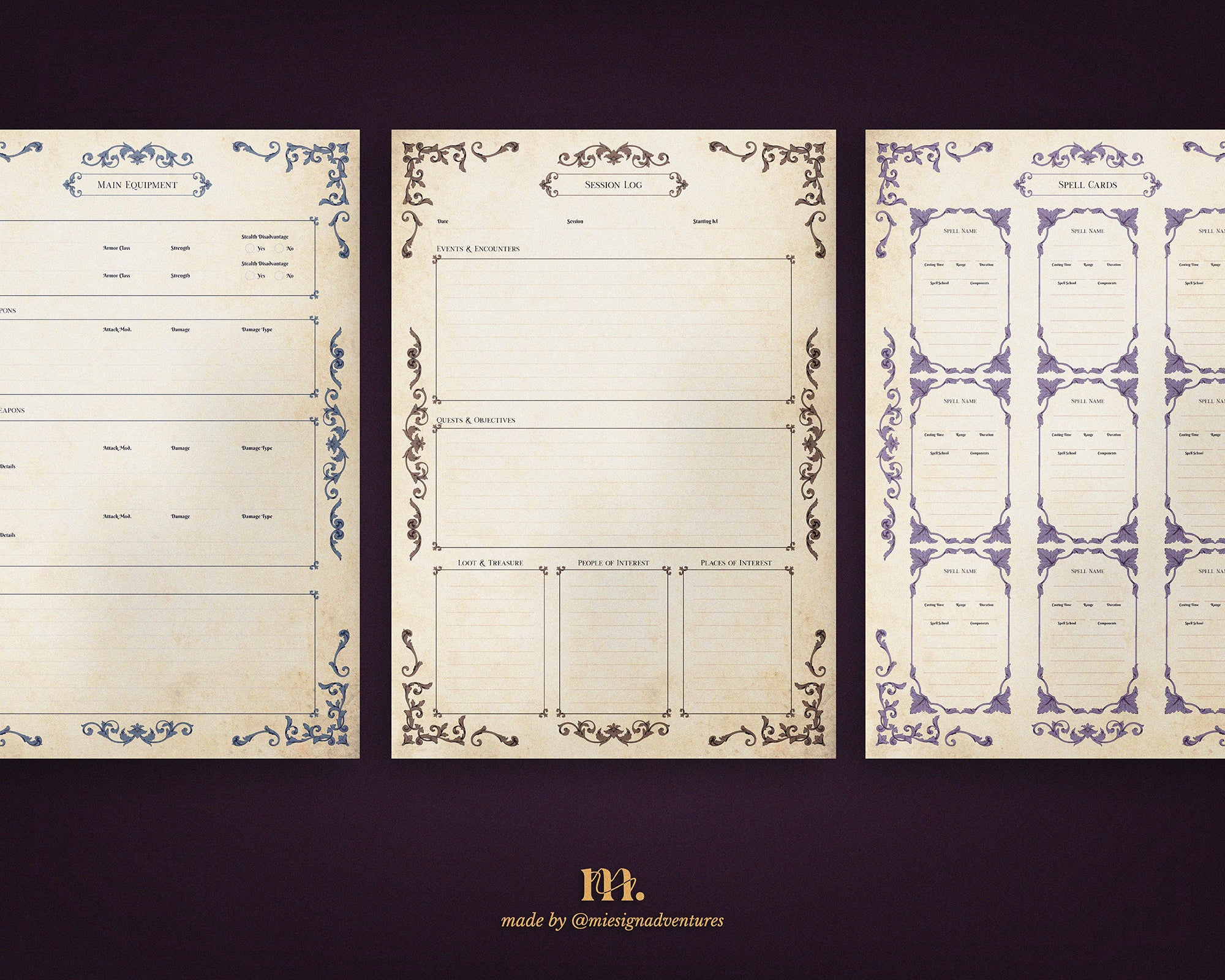 D&D 5e Character Journal Bundle Printable | Dark Romance Edition