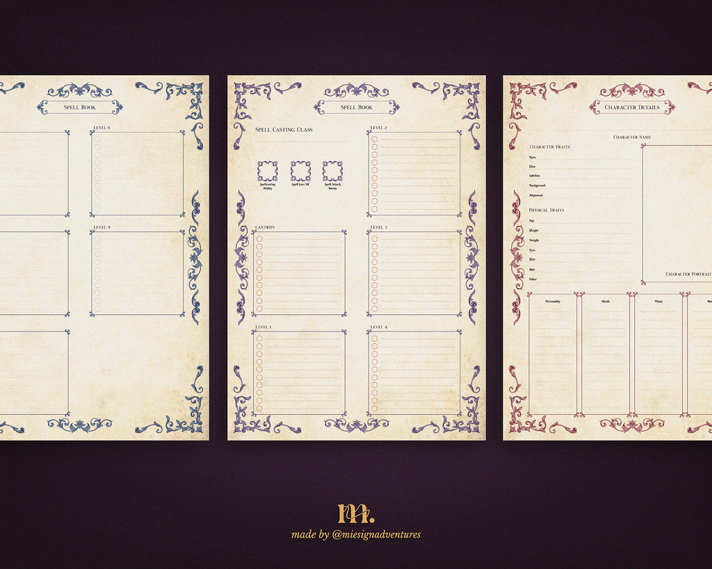 D&D 5e Character Journal Bundle Printable | Dark Romance Edition