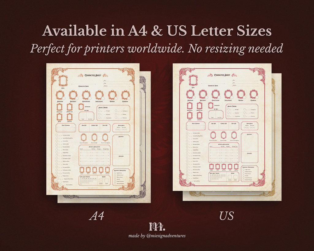 D&D 5e Character Journal Bundle Printable | Flame Phoenix Edition