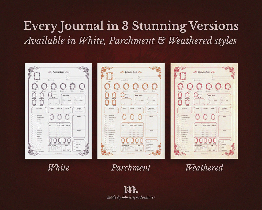 D&D 5e Character Journal Bundle Printable | Flame Phoenix Edition