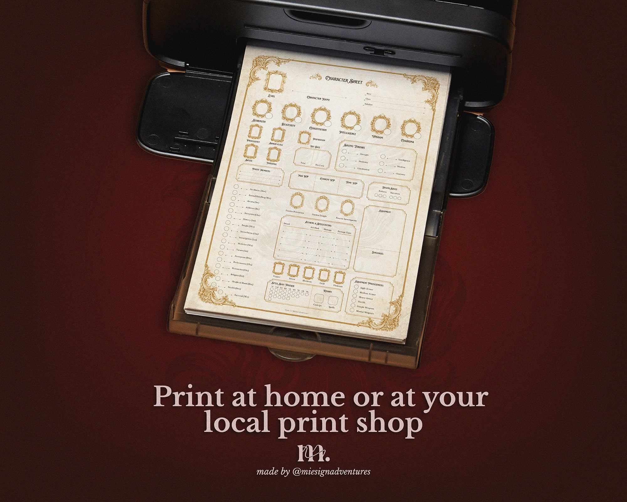 D&D 5e Character Journal Bundle Printable | Flame Phoenix Edition