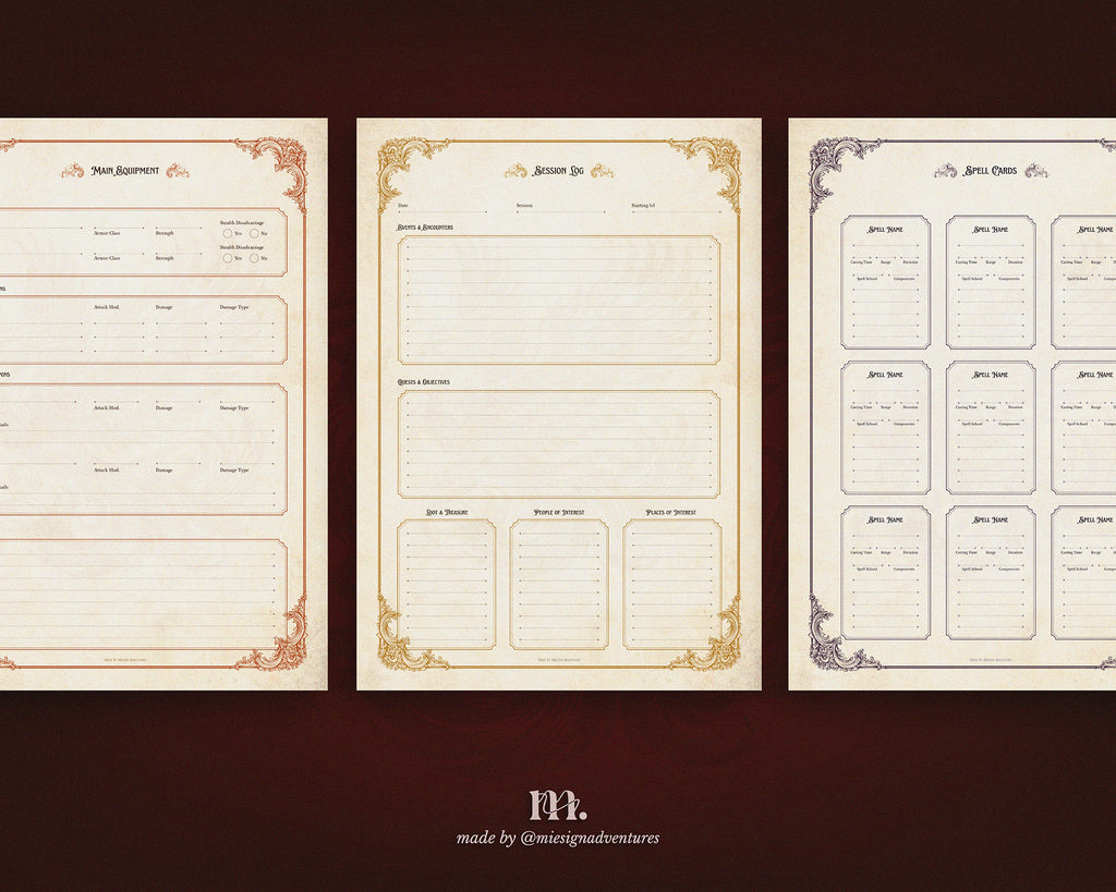 D&D 5e Character Journal Bundle Printable | Flame Phoenix Edition