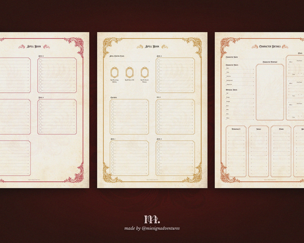 D&D 5e Character Journal Bundle Printable | Flame Phoenix Edition