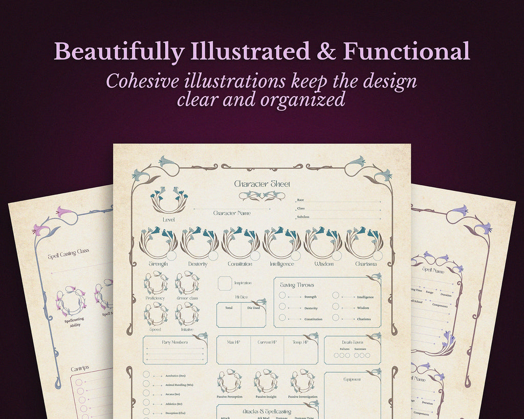 D&D 5e Character Journal Bundle Printable | Lillium Edition