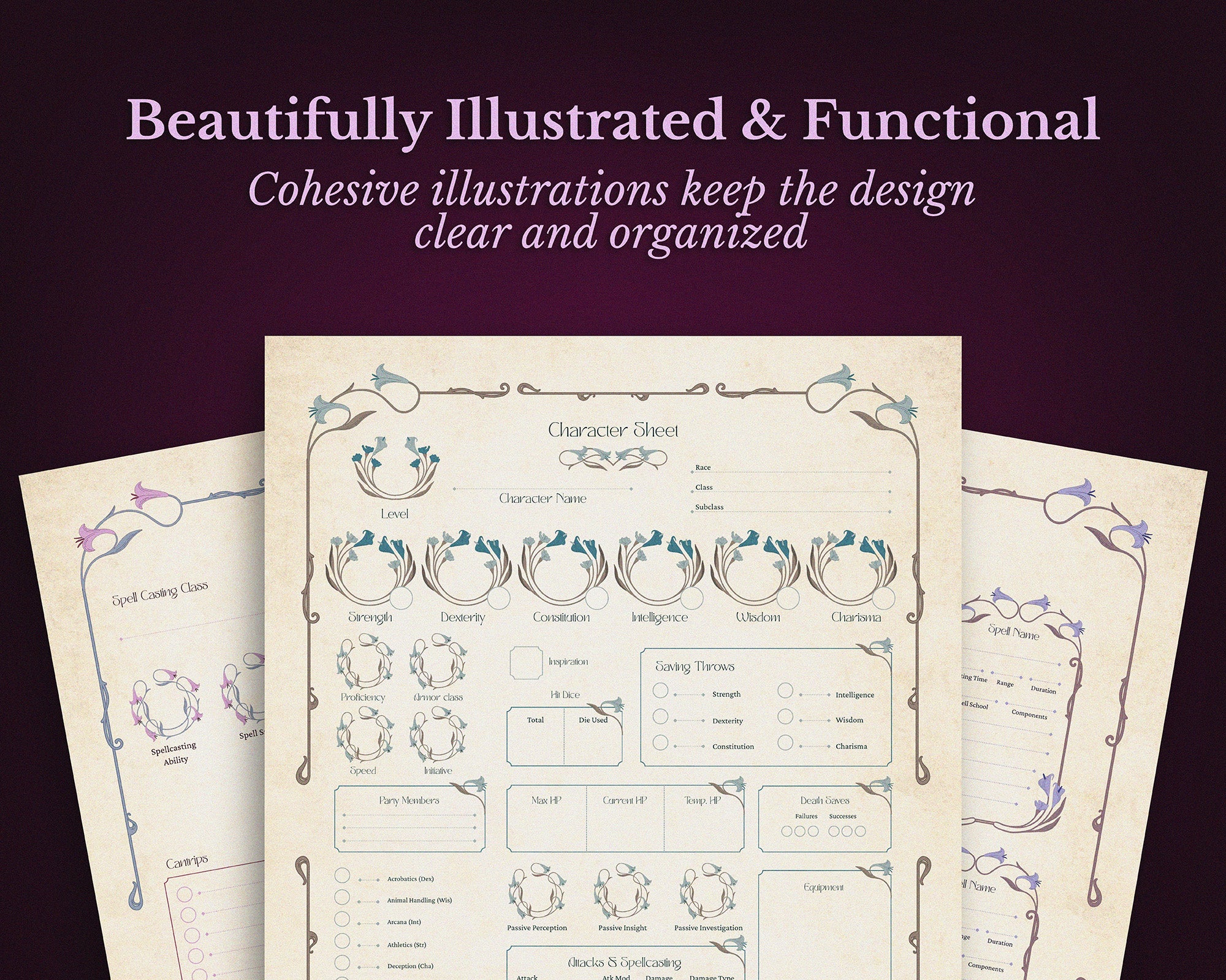 D&D 5e Character Journal Bundle Printable | Lillium Edition