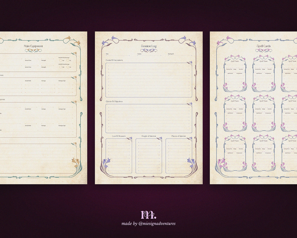 D&D 5e Character Journal Bundle Printable | Lillium Edition