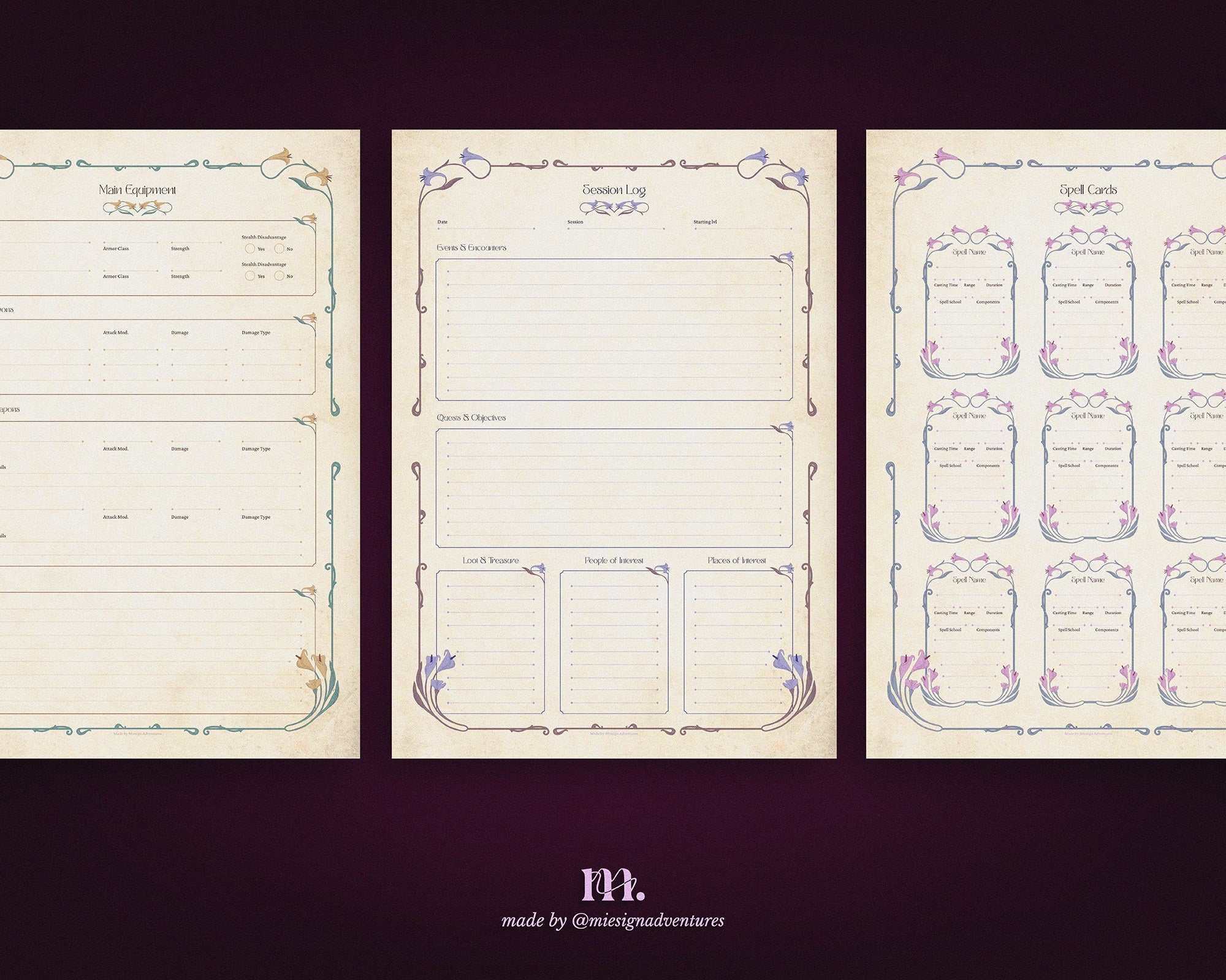 D&D 5e Character Journal Bundle Printable | Lillium Edition