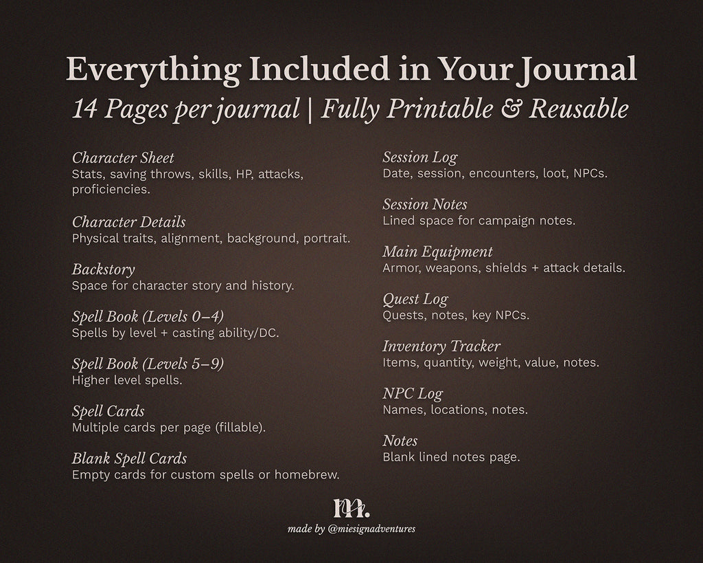 D&D 5e Character Journal Bundle Printable | Medieval Caslte Edition