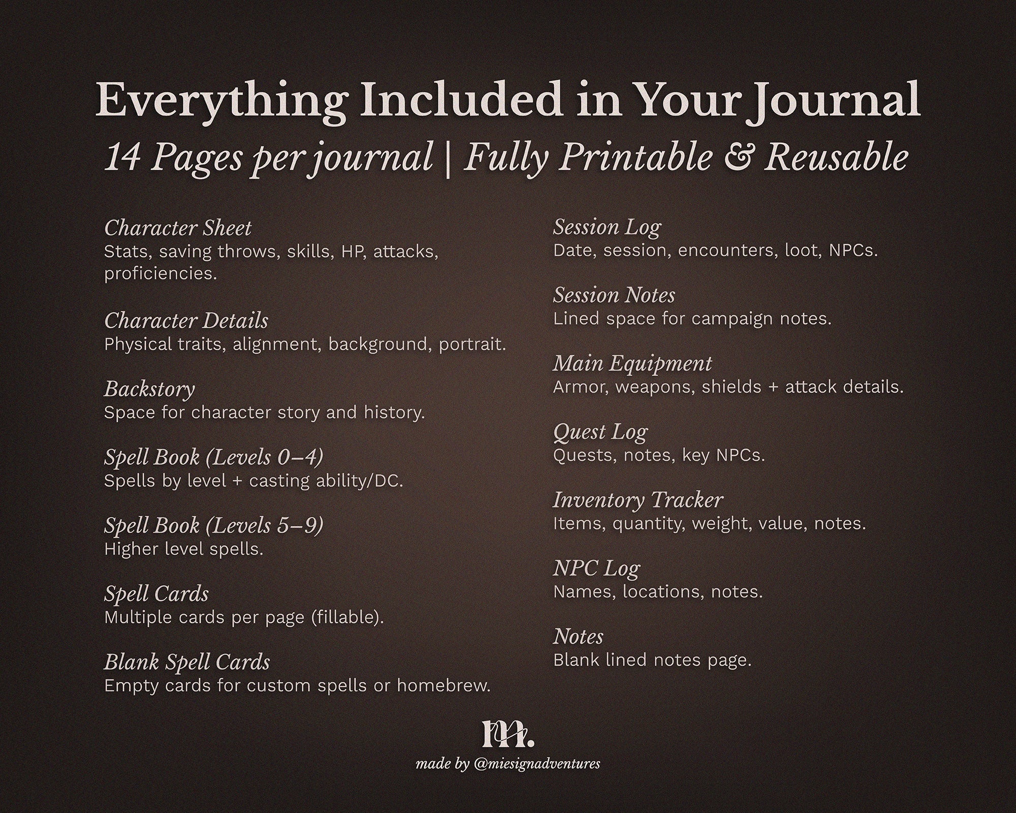 D&D 5e Character Journal Bundle Printable | Medieval Caslte Edition
