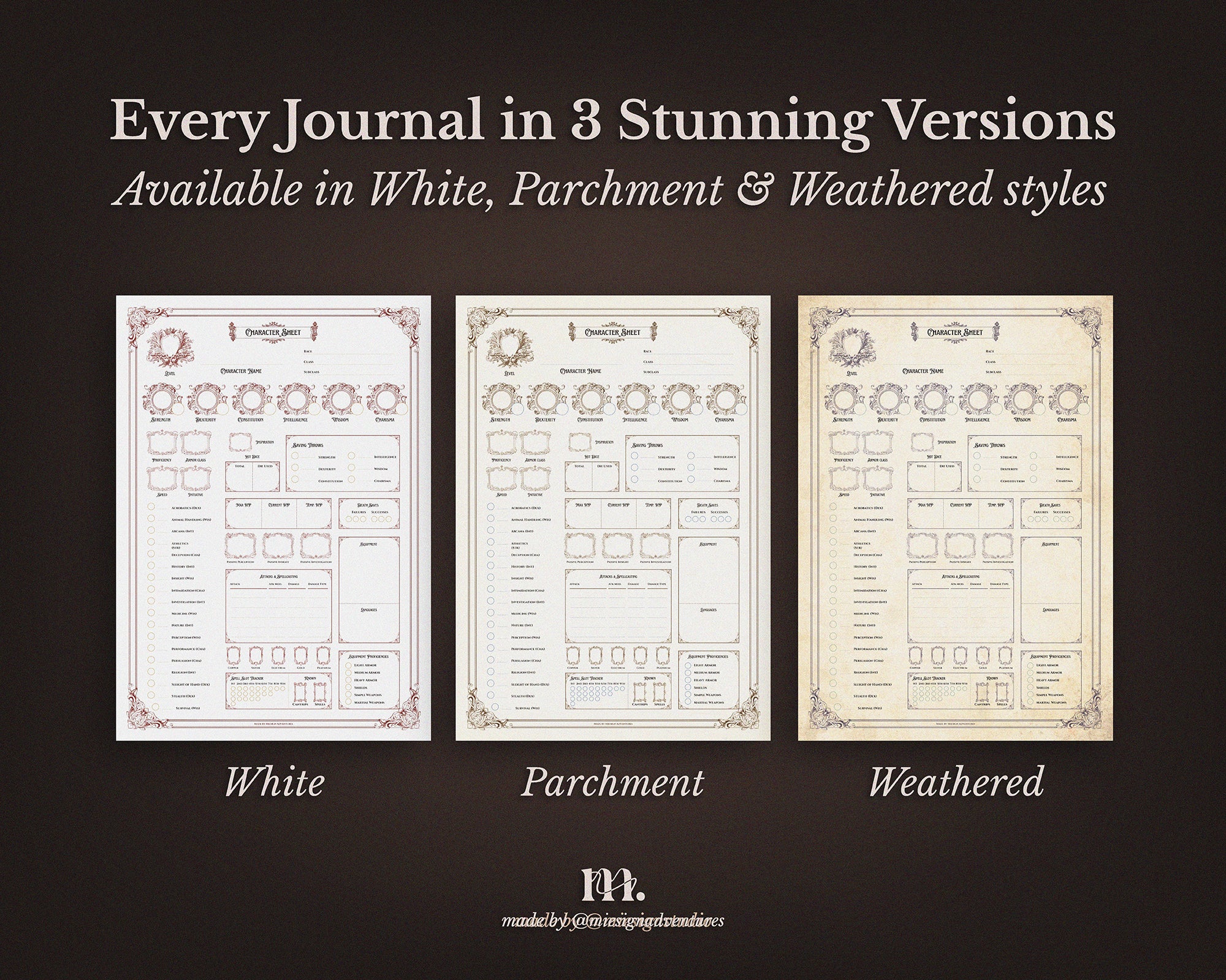 D&D 5e Character Journal Bundle Printable | Medieval Caslte Edition