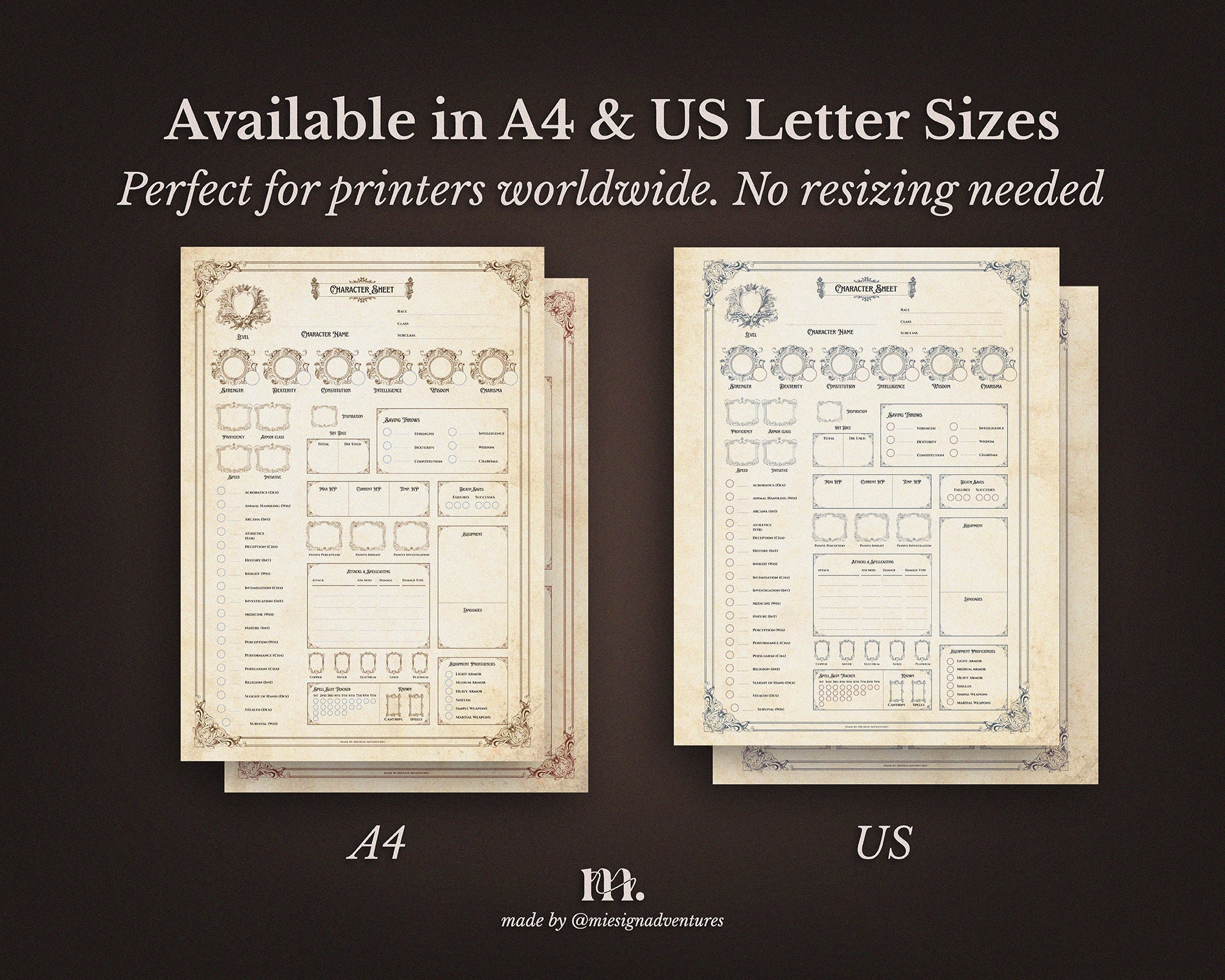 D&D 5e Character Journal Bundle Printable | Medieval Caslte Edition