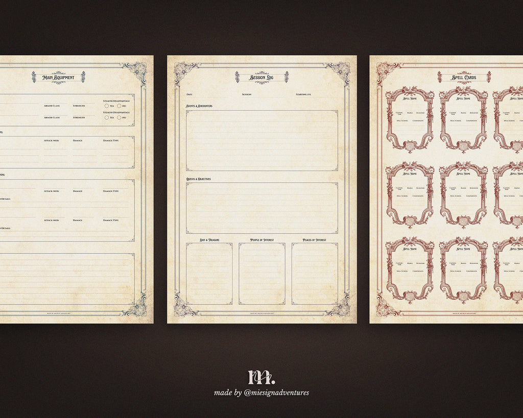 D&D 5e Character Journal Bundle Printable | Medieval Caslte Edition