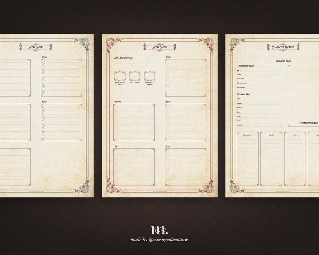 D&D 5e Character Journal Bundle Printable | Medieval Caslte Edition