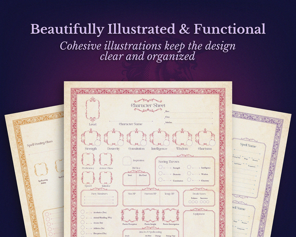 D&D 5e Character Journal Bundle Printable | Mystic Unicorn Edition