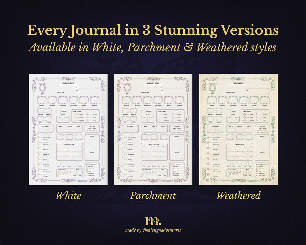 D&D 5e Character Journal Bundle Printable | Royal Griffin Edition