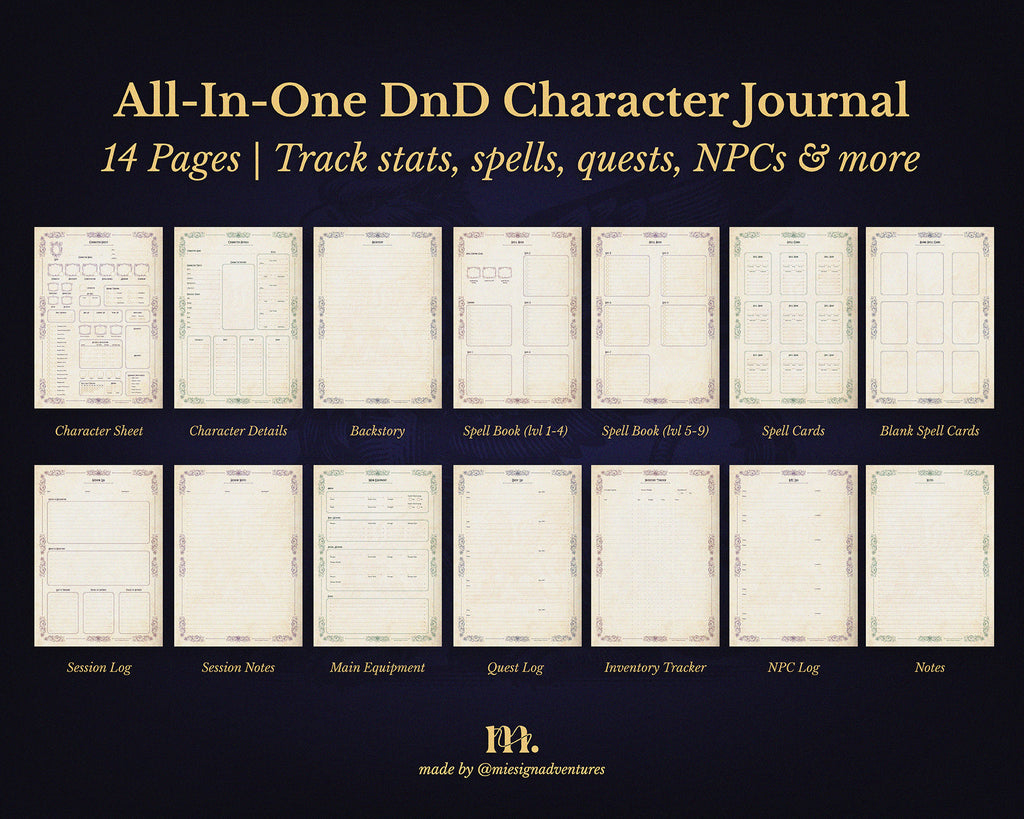 D&D 5e Character Journal Bundle Printable | Royal Griffin Edition