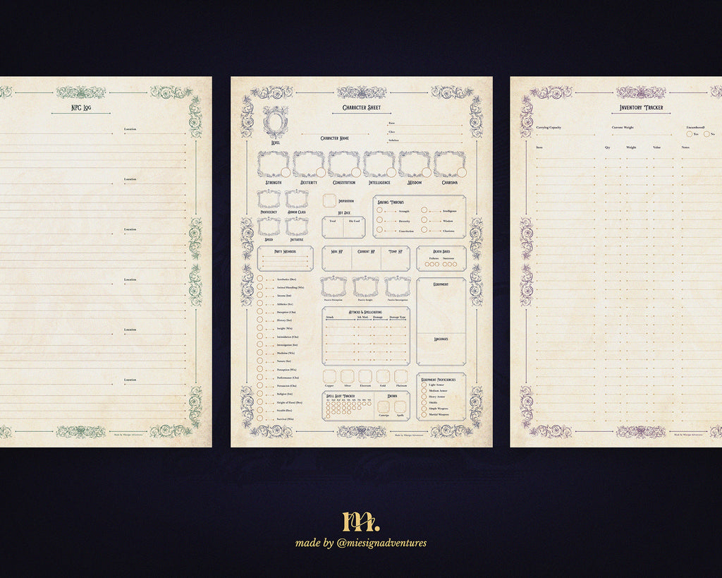 D&D 5e Character Journal Bundle Printable | Royal Griffin Edition