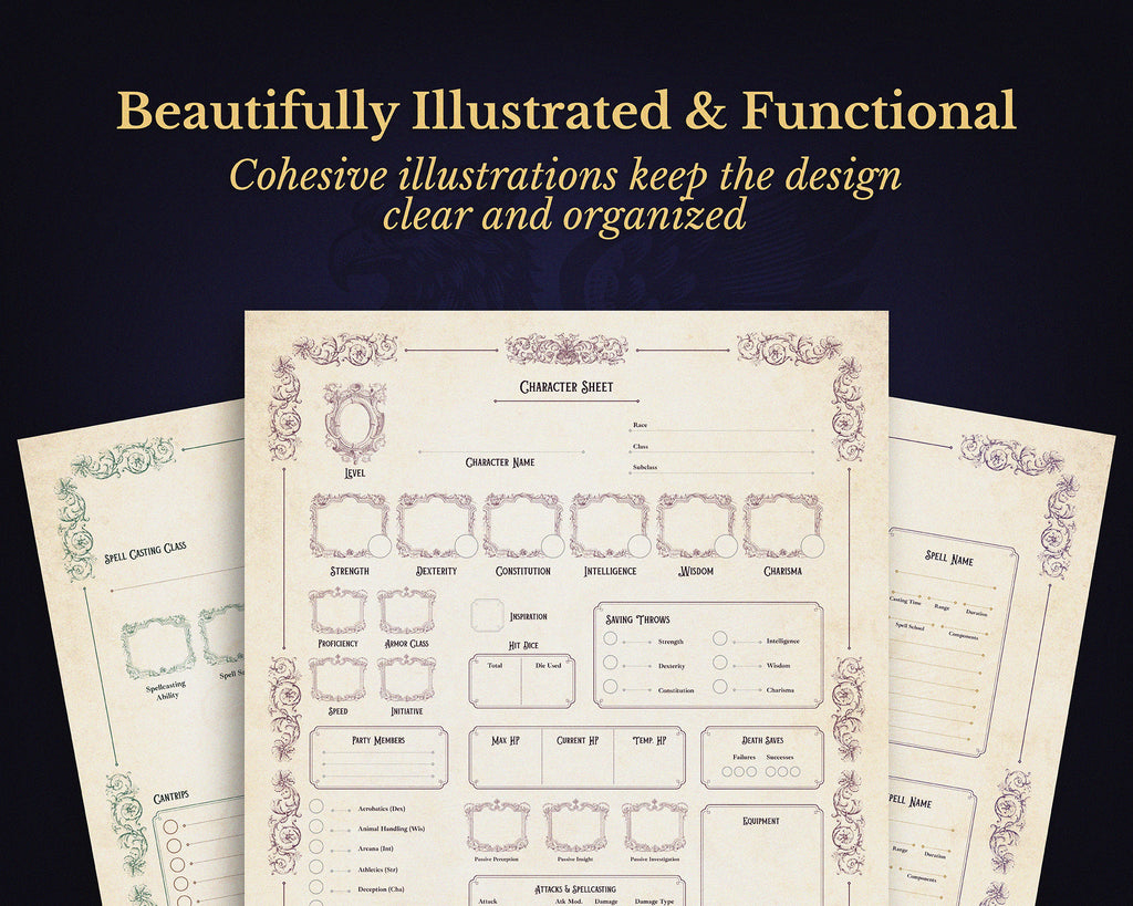 D&D 5e Character Journal Bundle Printable | Royal Griffin Edition