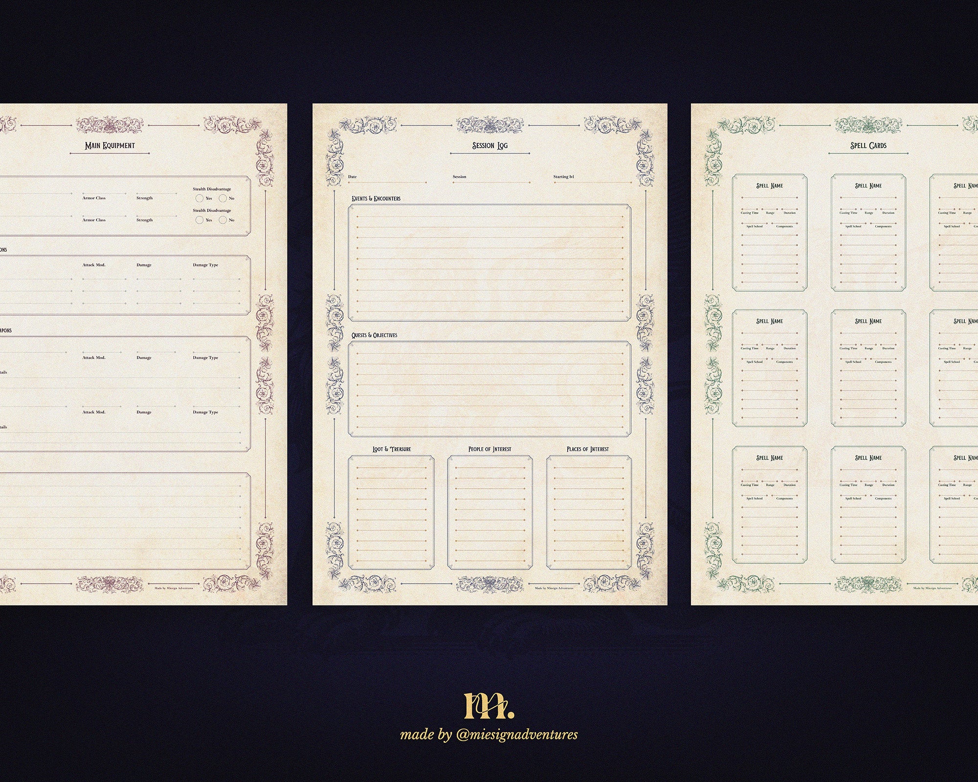 D&D 5e Character Journal Bundle Printable | Royal Griffin Edition