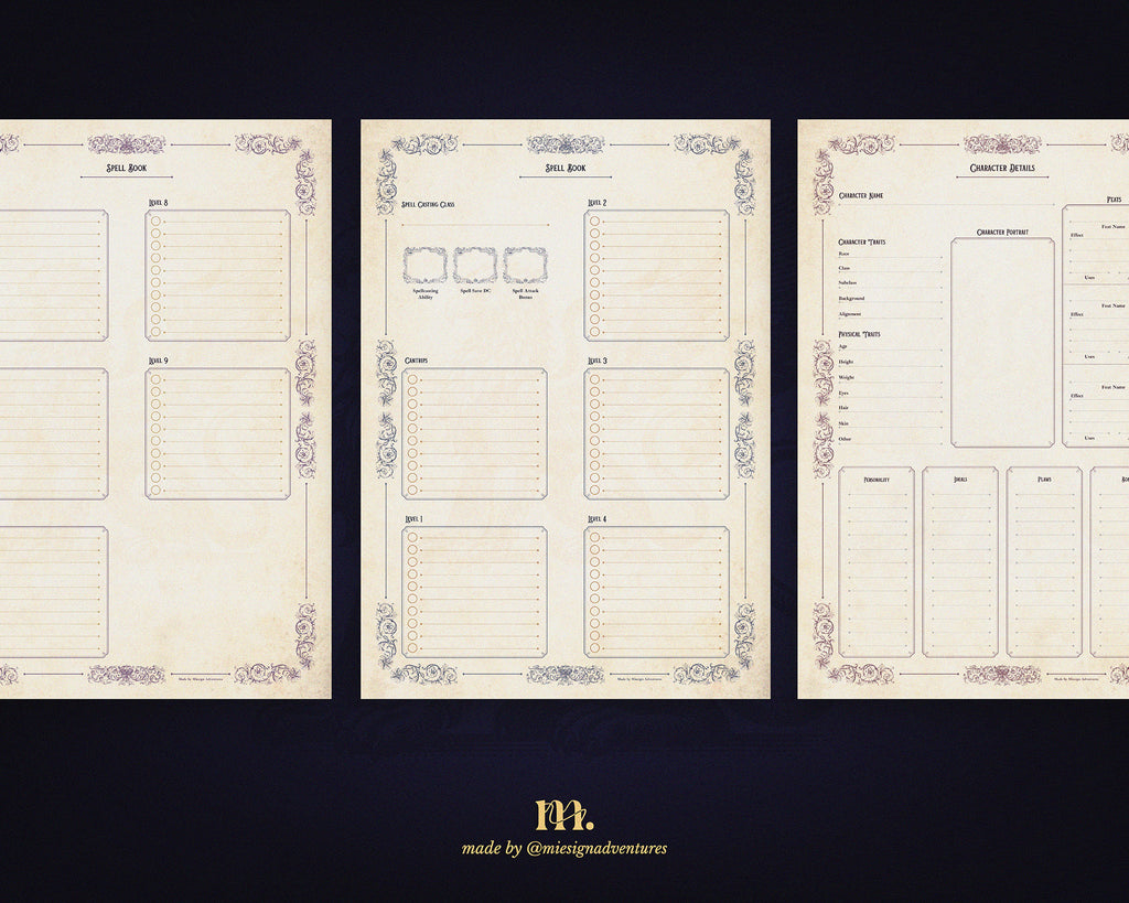 D&D 5e Character Journal Bundle Printable | Royal Griffin Edition