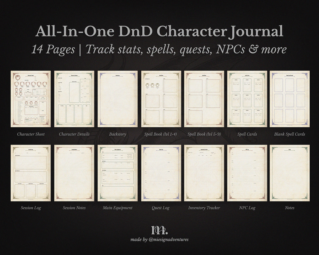 D&D 5e Character Journal Bundle Printable | Ancient Dragon Edition