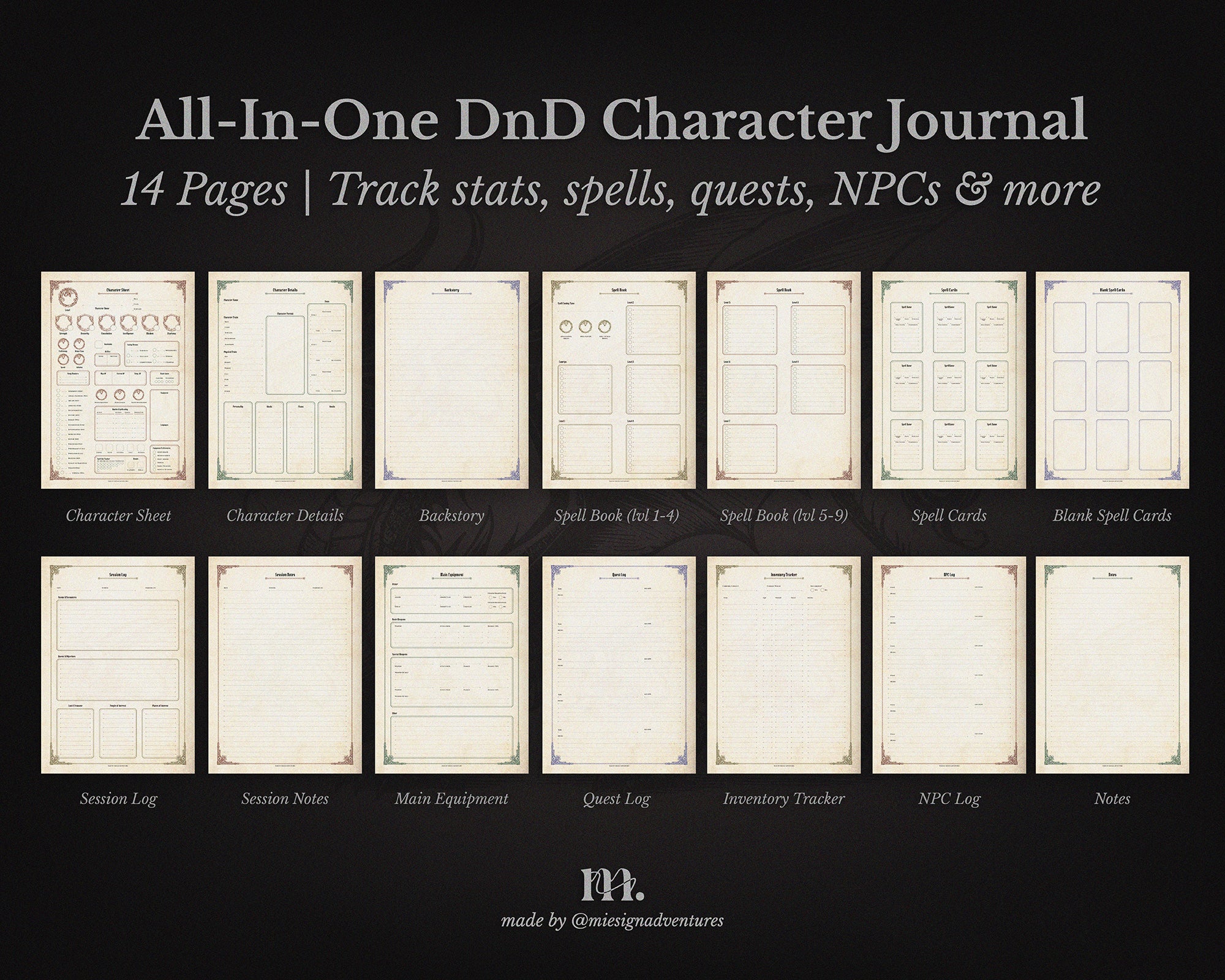D&D 5e Character Journal Bundle Printable | Ancient Dragon Edition