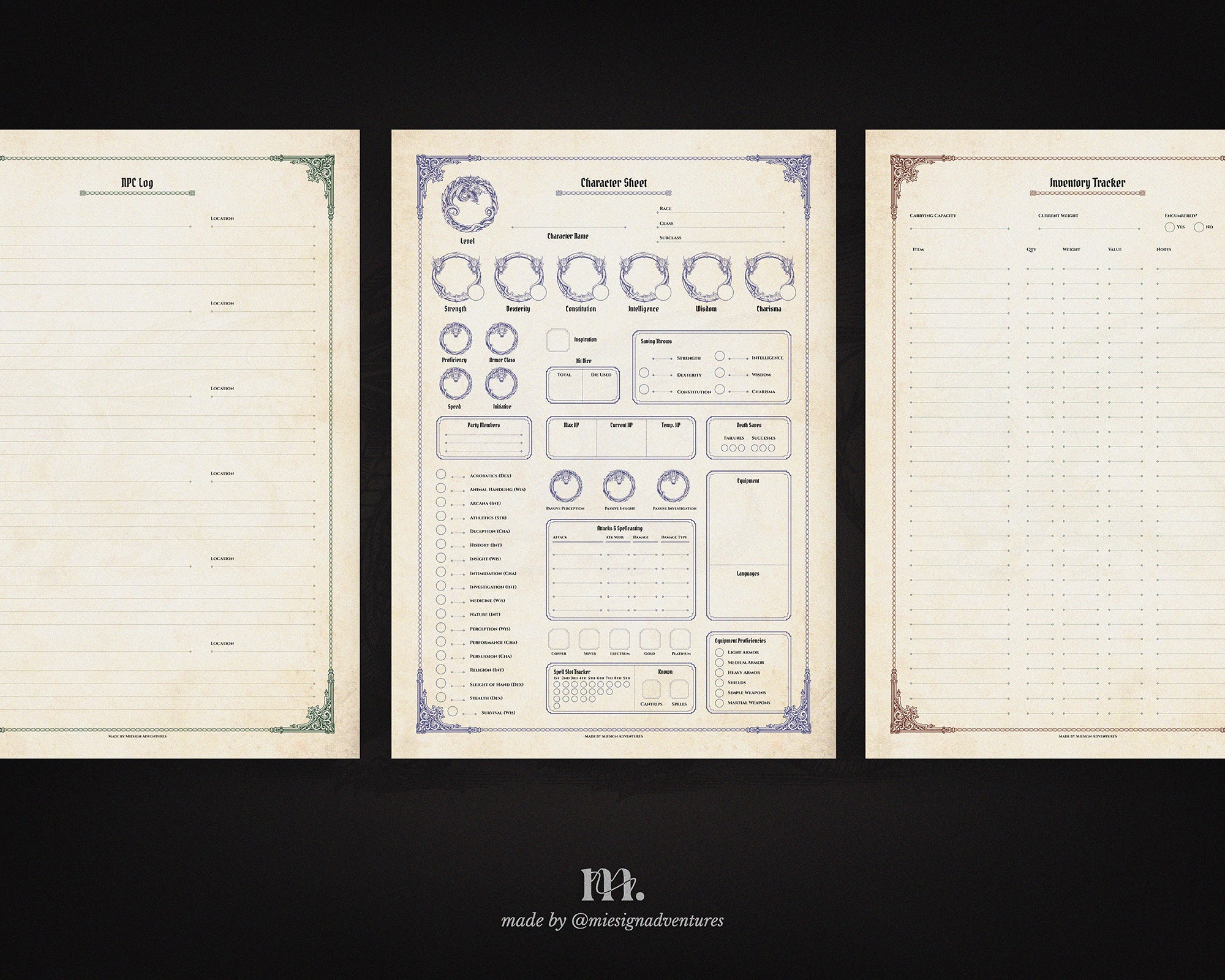 D&D 5e Character Journal Bundle Printable | Ancient Dragon Edition