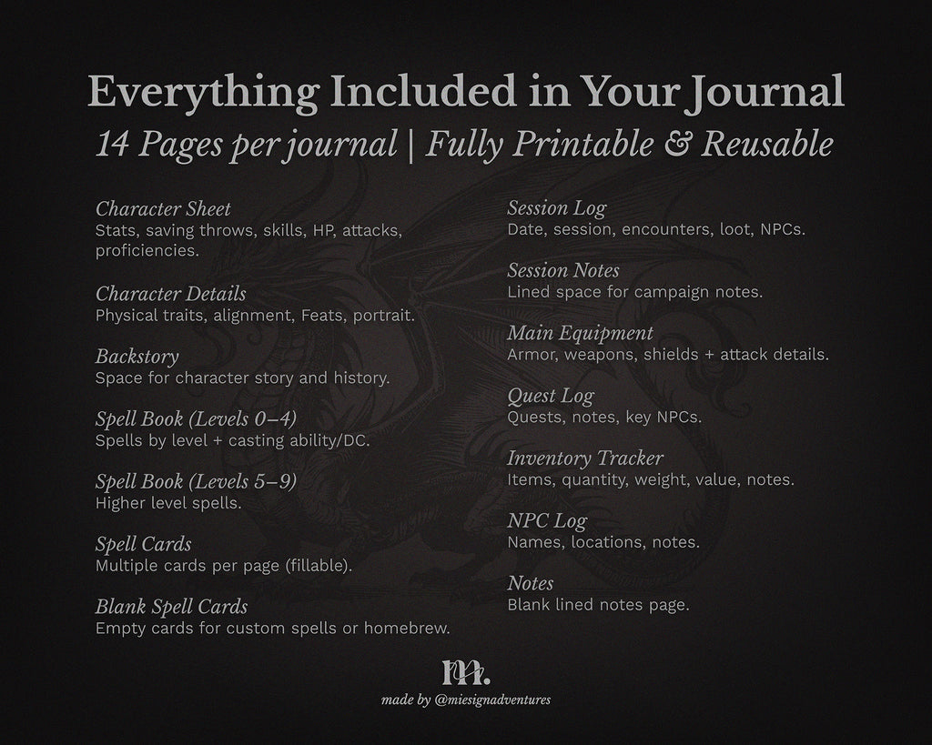 D&D 5e Character Journal Bundle Printable | Ancient Dragon Edition