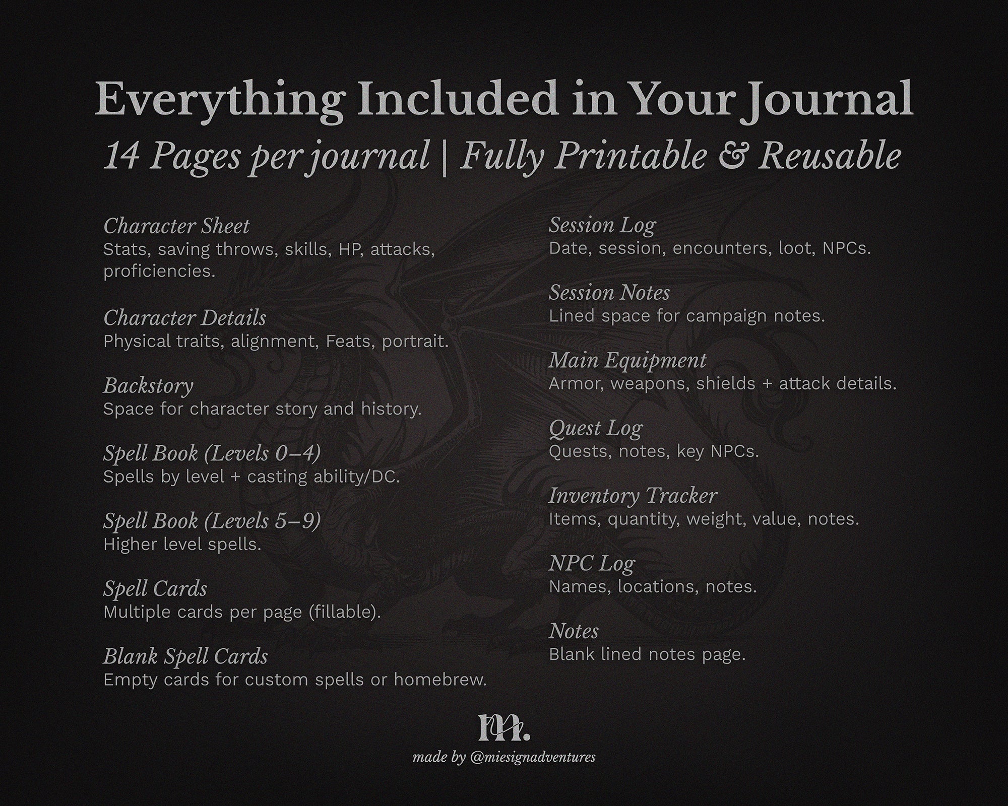 D&D 5e Character Journal Bundle Printable | Ancient Dragon Edition