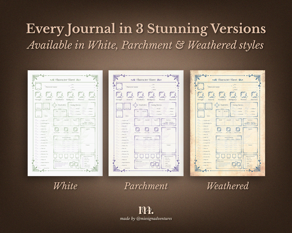D&D 5e Character Journal Bundle Printable | Whimsical Edition