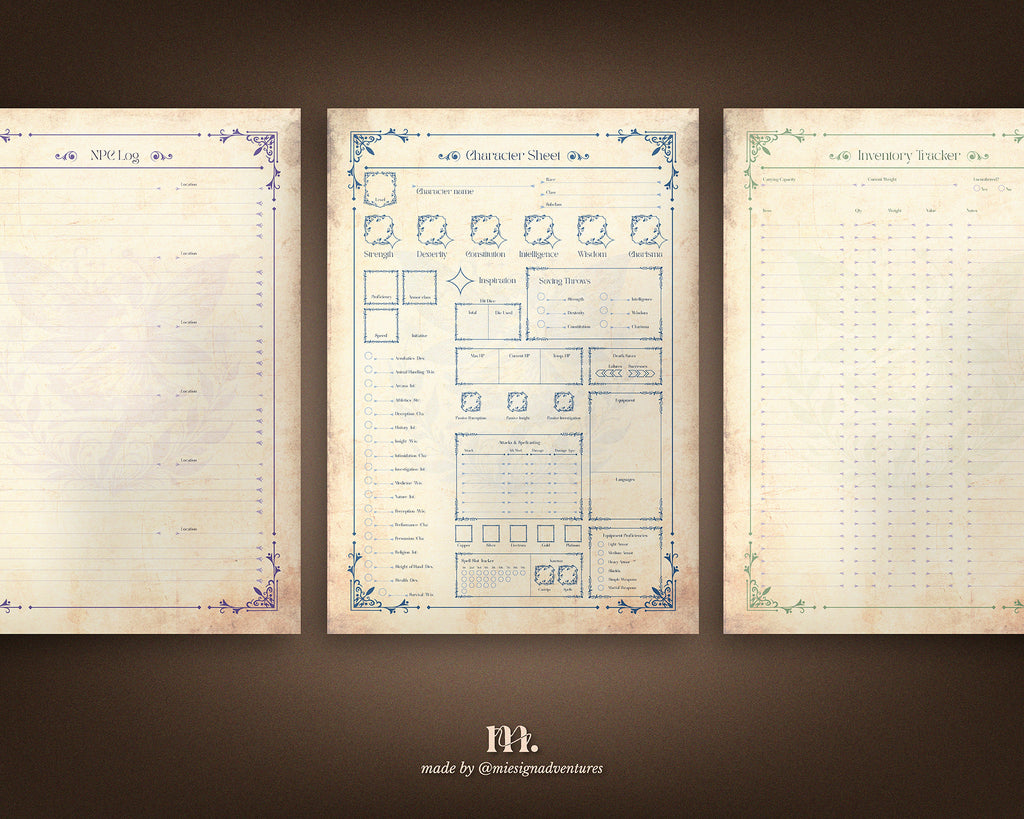 D&D 5e Character Journal Bundle Printable | Whimsical Edition