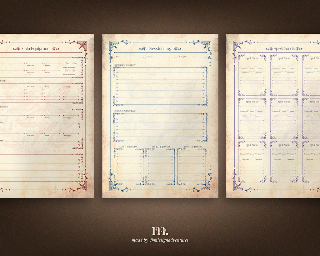 D&D 5e Character Journal Bundle Printable | Whimsical Edition