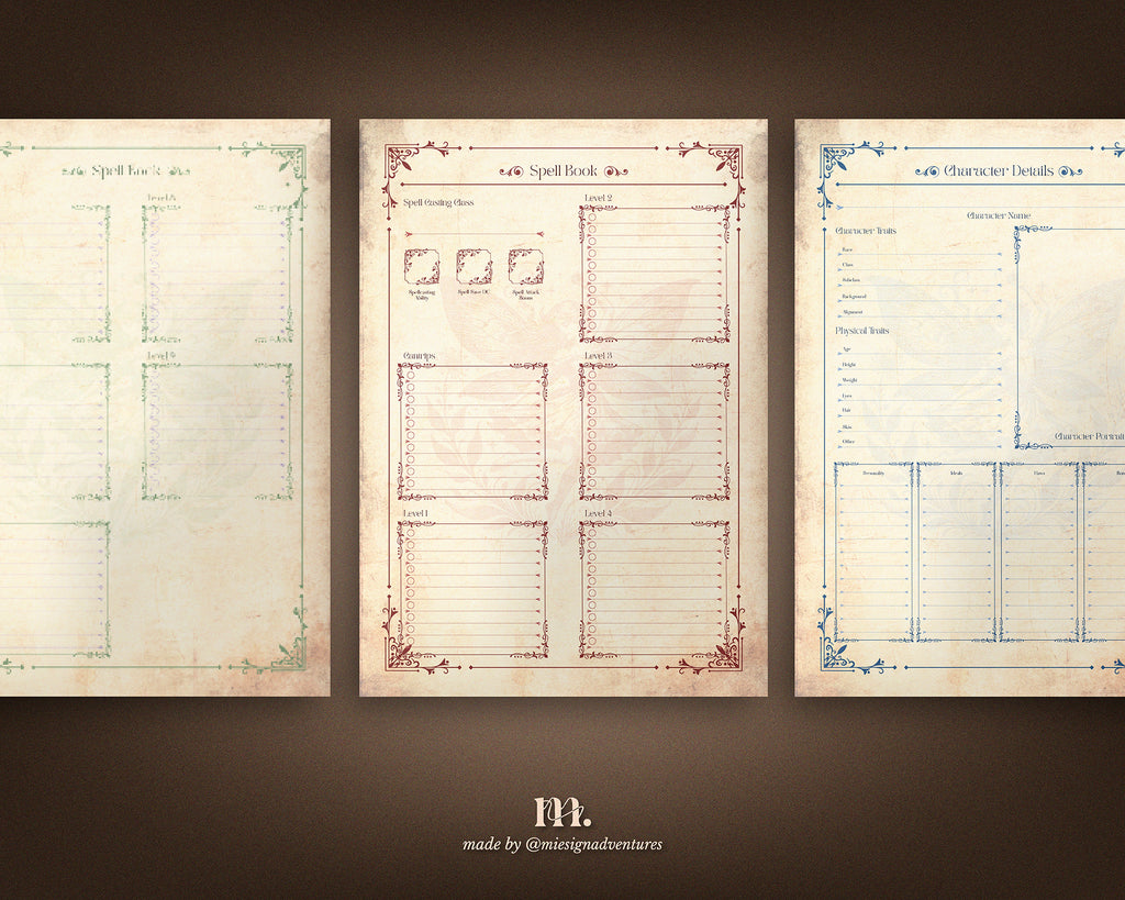 D&D 5e Character Journal Bundle Printable | Whimsical Edition