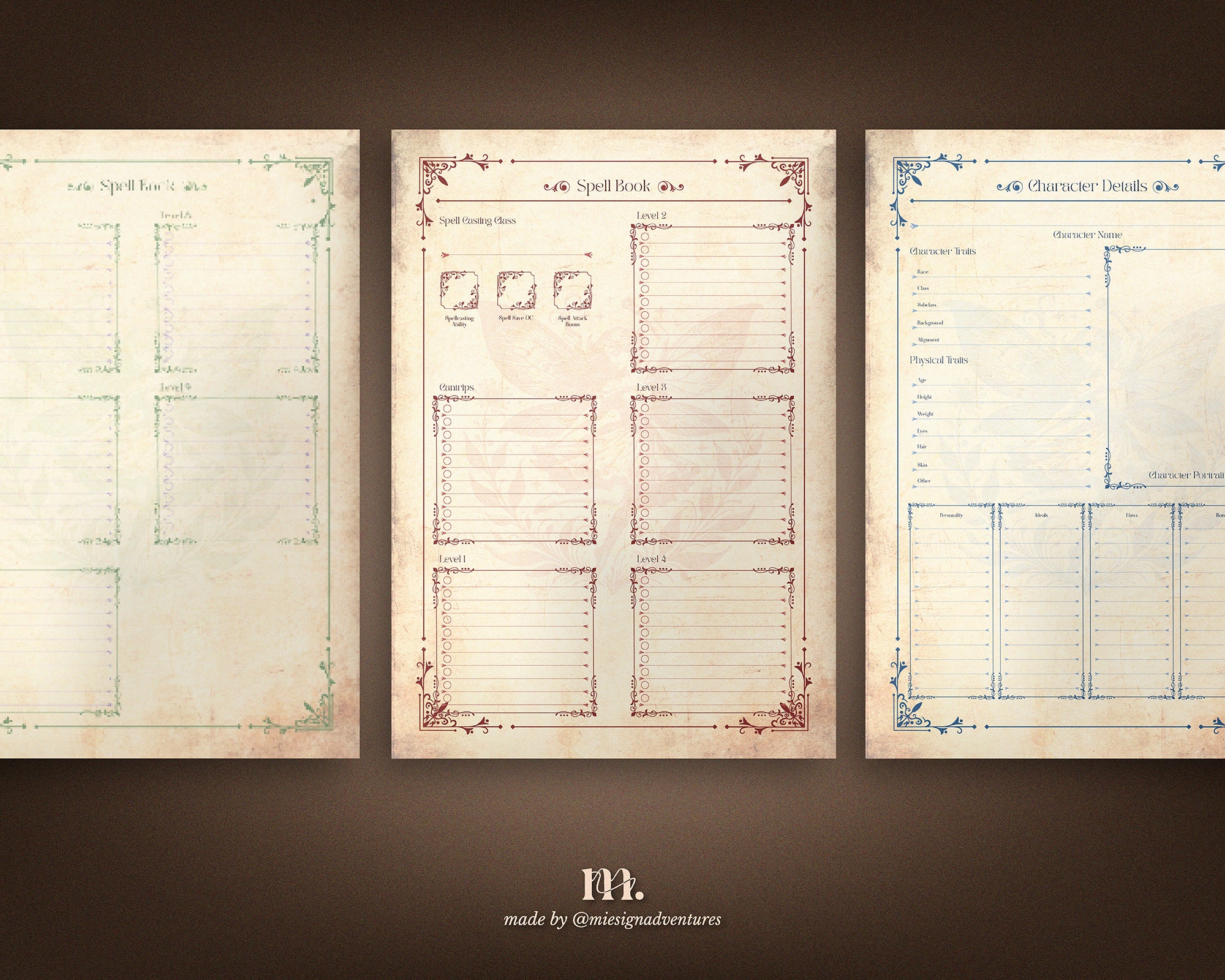 D&D 5e Character Journal Bundle Printable | Whimsical Edition