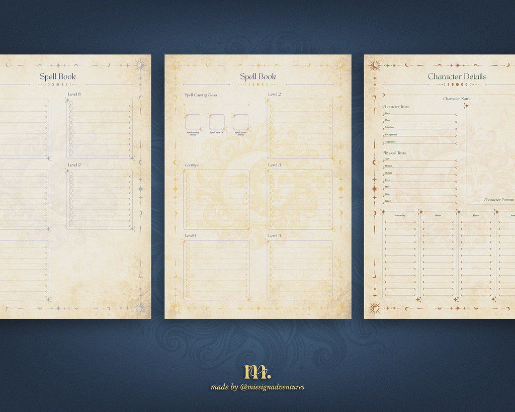 D&D 5e Character Journal Bundle Printable | Celestial Edition