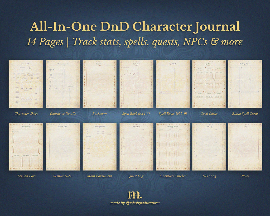 D&D 5e Character Journal Bundle Printable | Celestial Edition