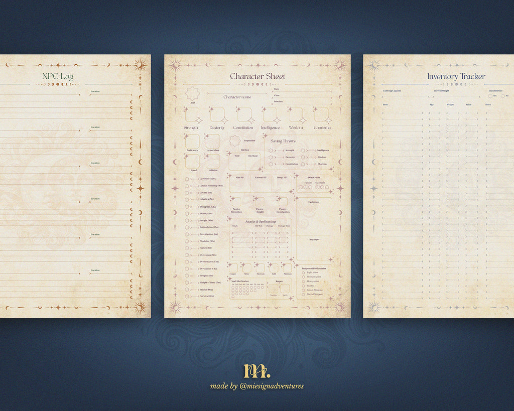 D&D 5e Character Journal Bundle Printable | Celestial Edition