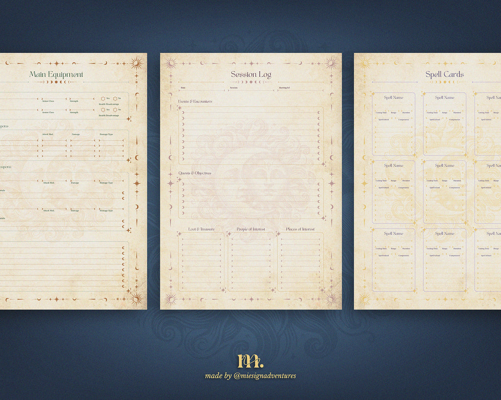 D&D 5e Character Journal Bundle Printable | Celestial Edition